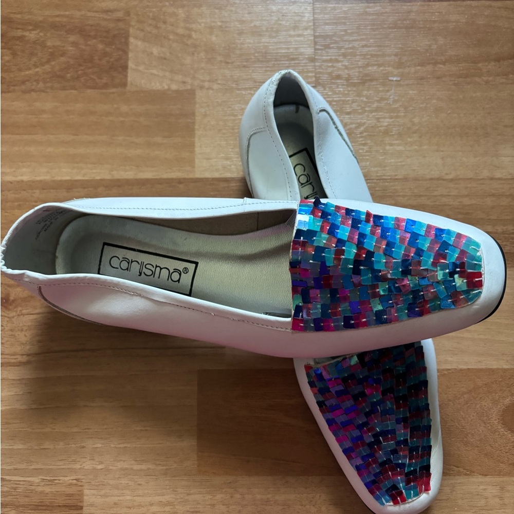 Deadstock Vintage Carysma Women's Multicolor Sparkle Slip-On Leather Shoes